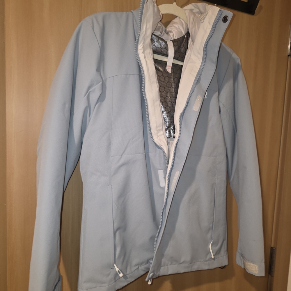 Light Blue Women's Ski Jacket with Insulated Hood